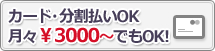 カード・分割払いOK 月々￥3,000～でもOK!